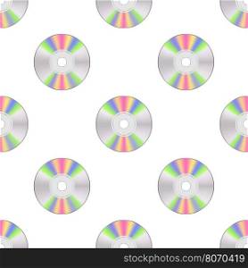 Colorful Compact Disc Seamless Pattern on White Background. Colorful Compact Disc Seamless Pattern