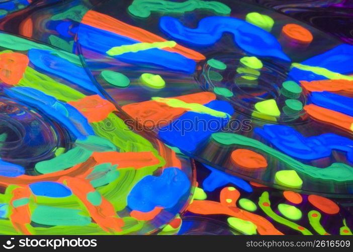 Colorful compact discs, close-up