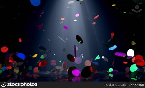 Colorful confetti falling with volume light, alpha channel included