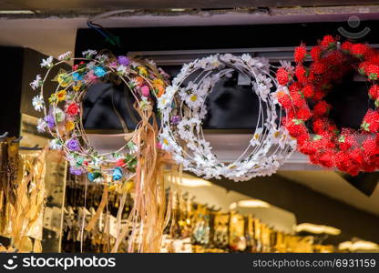 colorful crowns for sale made of fake flowers