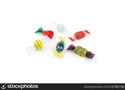 colorful crystal candies isolated on white background