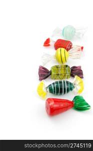 colorful crystal candies isolated on white background