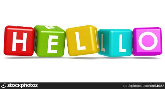 Colorful cube with hello word, 3D rendering. Colorful cube with hello word