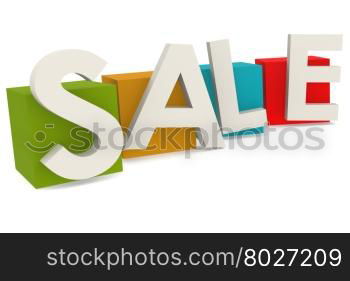 Colorful cube with sale word, 3D rendering