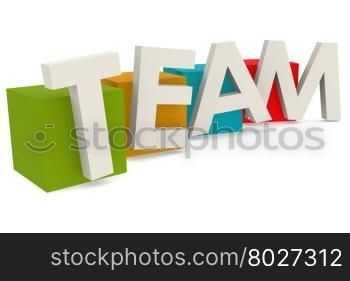 Colorful cube with team word, 3D rendering