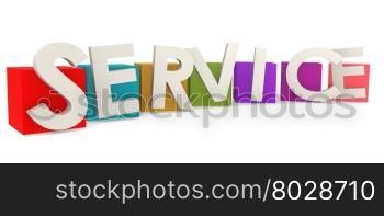 Colorful cubes with service word, 3D rendering