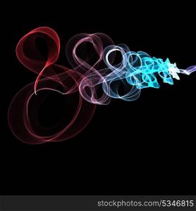 colorful curved lines on the black background and a lot of copyspace