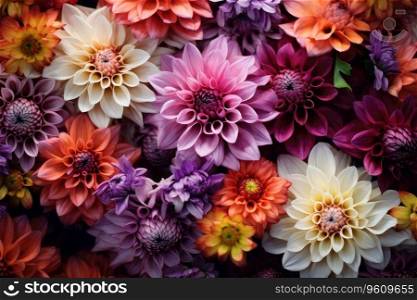 Colorful dahlia flowers, wallpaper backdrop.. Colorful dahlia flowers, wallpaper backdrop