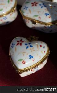 Colorful decorative objects in the shape of a heart