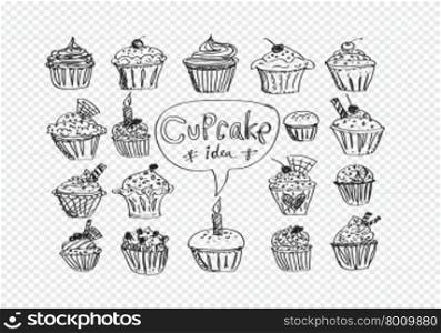 colorful delicious cupcakes illustration