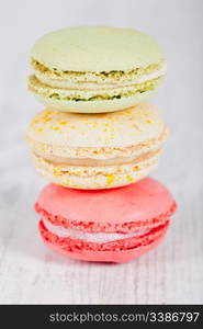 Colorful delicious macarons, typical french pastries