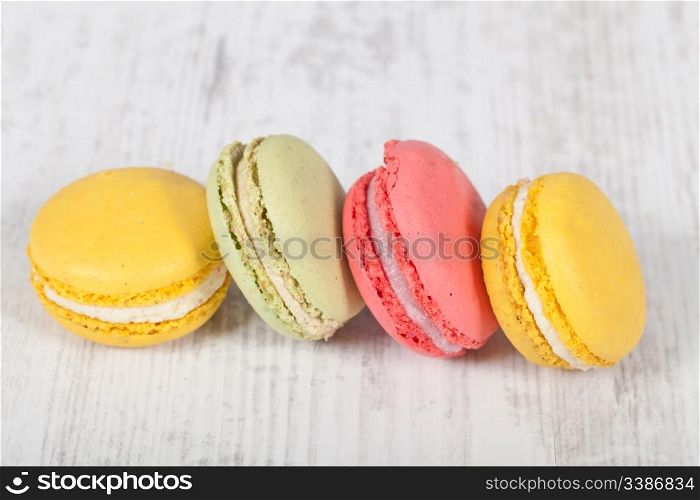 Colorful delicious macarons, typical french pastries