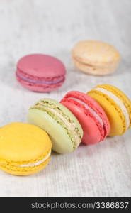 Colorful delicious macarons, typical french pastries