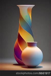 Colorful different shaped vases 3d illustrated