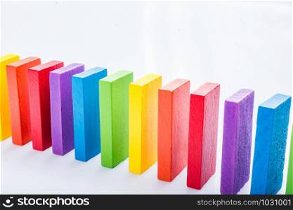 Colorful Domino Blocks placed on a white background