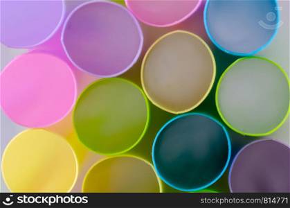 Colorful drinking straws.Colorful decorative background with copy space,