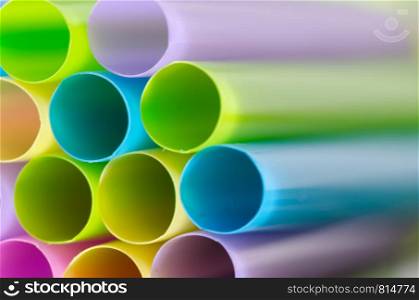 Colorful drinking straws.Colorful decorative background with copy space,