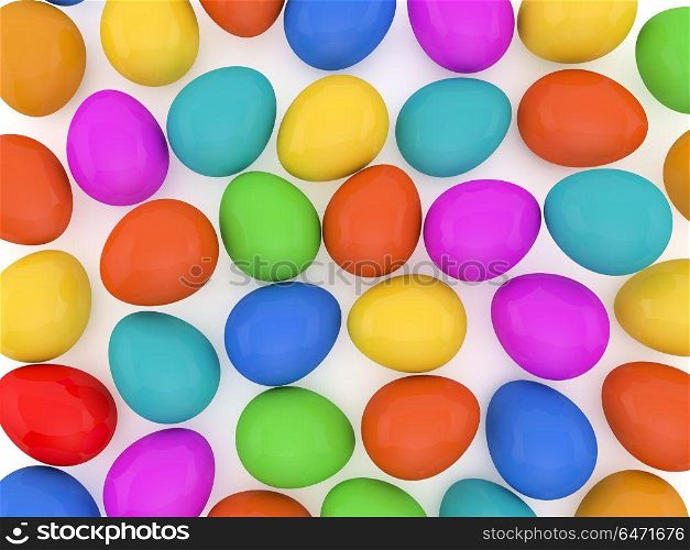 Colorful easter eggs background.. Colorful easter eggs background. 3D rendering.
