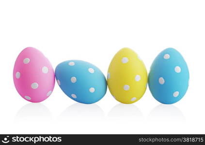 Colorful easter eggs isolated on white background