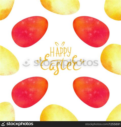 Colorful Easter eggs on a white isolated background. Seamless patterns. Watercolor illustration. Colorful Easter eggs on a white isolated background. Seamless patterns. Watercolor