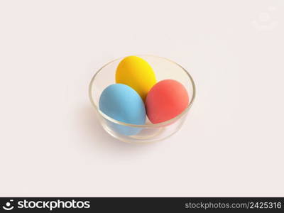 Colorful easter eggs on white background. Food decoration on holiday.