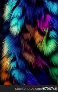 Colorful eco fur background, bright rainbow colors with spots. Faux fur background