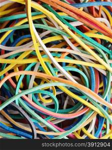 Colorful elastic bands close up
