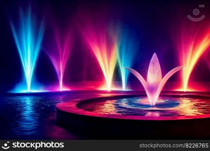 Colorful elegant design fountains 3d illustrated