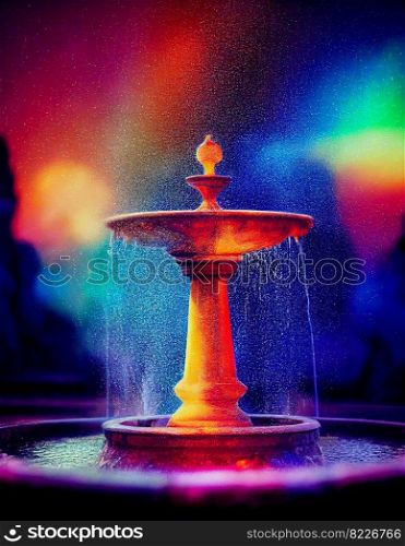 Colorful elegant design fountains 3d illustrated