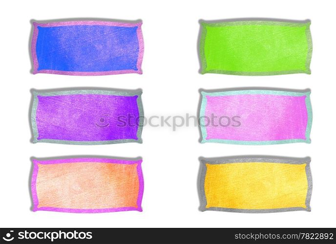 colorful empty tag on white background, of old background