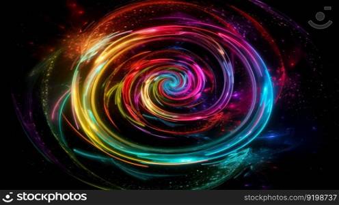 colorful energy circle spiral sci-fi background generative ai.