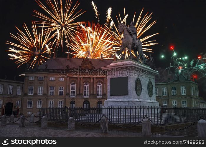colorful fireworks in copenhagen. New Year&rsquo;s Day 2020
