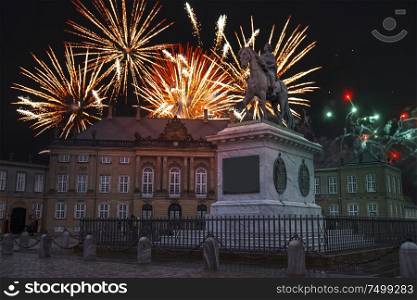 colorful fireworks in copenhagen. New Year&rsquo;s Day 2020
