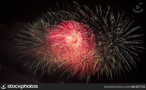 colorful fireworks in the night black sky. multi-colored fireworks