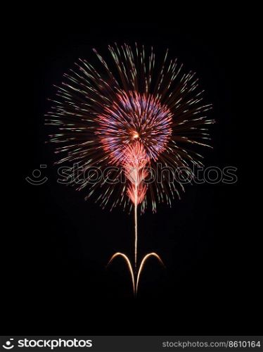 Colorful fireworks on night sky background
