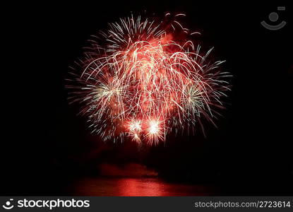 Colorful fireworks on the black sky background