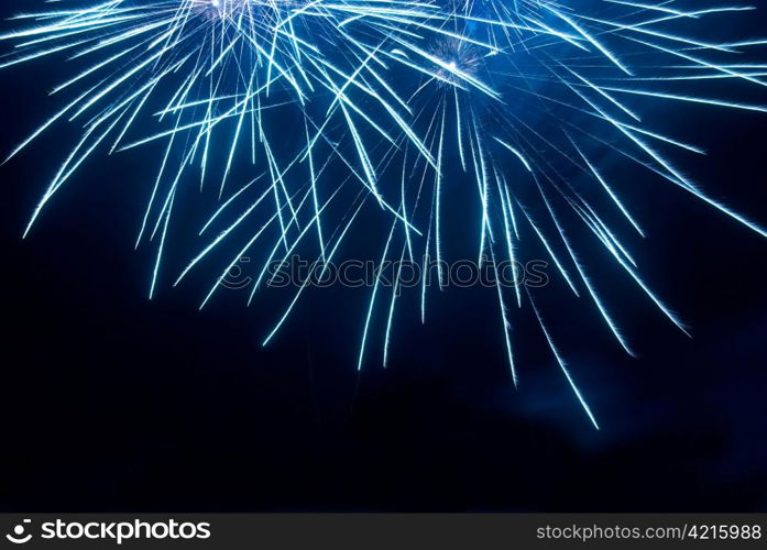 Colorful fireworks on the black sky background