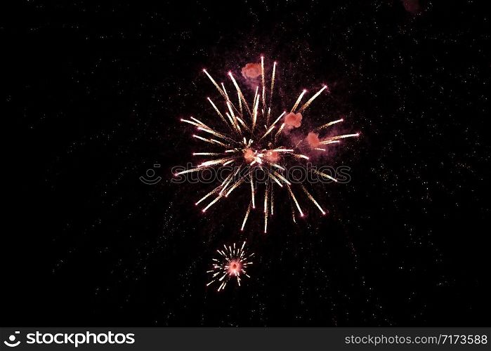 Colorful fireworks on the black sky.. Colorful fireworks on the black sky. Independence Day Fourth of July.
