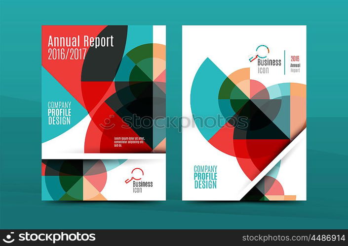 Colorful fresh business A4 cover template - flyer, brochure, book cover and annual report. Geometric design abstract background