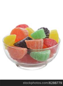 Colorful Fruit Jelly Candies In Glass Bowl