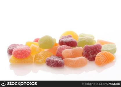 Colorful Fruit jelly candy isolated in white background