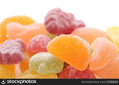 Colorful Fruit jelly candy isolated in white background