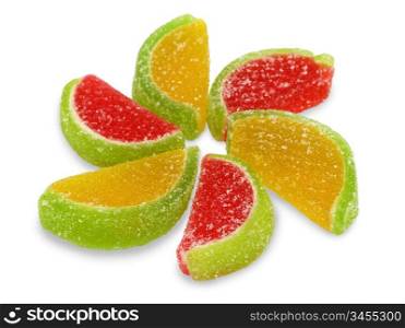 Colorful fruit sugary candies close-up