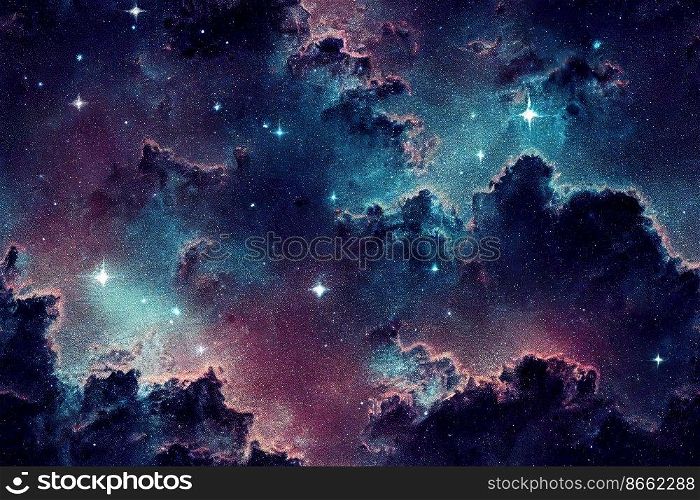Colorful galaxy with star 3d illustrated