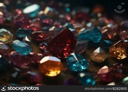 Colorful gemstones closeup. Jewel gem. Generate Ai. Colorful gemstones closeup. Generate Ai