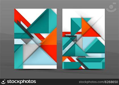 Colorful geometric A4 business print template. Brochure or annual report cover, business flyer layout, geometric abstract poster, identity illustration