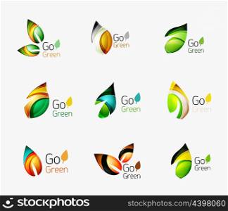 Colorful geometric nature concepts - abstract leaf logos, multicolored icons, symbol set. illustration