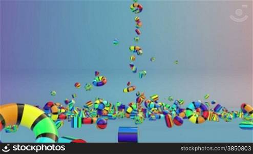 Colorful Geometric Objects Falling