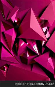 Colorful geometric triangles abstract background, magenta shades of color. Colorful vintage organic bacground