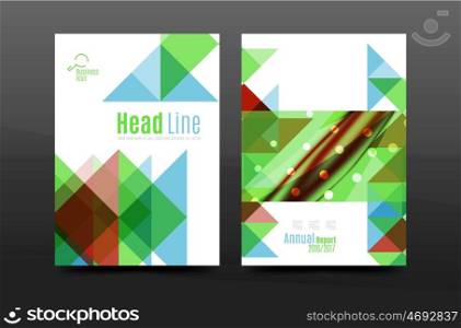 Colorful geometry design annual report a4 cover brochure template layout, magazine, flyer or leaflet booklet. Modern minimal triangle pattern. illustration
